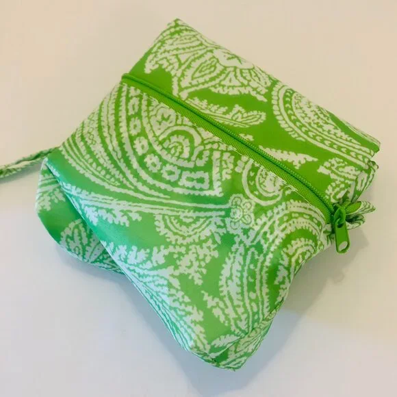 NWOT SACHI Insulated Foldable Market Tote Bag with Pouch Zip Green Paisley - Picture 11 of 16